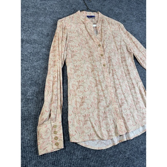 Pendleton Women's Paisley 100% Rayon Button-Up Blouse Beige Pink Long Sleeve XS - Picture 3 of 8